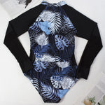 Sports Women's Rashguard Long Sleeves One Piece Swimsuit 2026 Sexy Floral Swimwear Printed Monokini Surf Bathing Suit Bodysuit