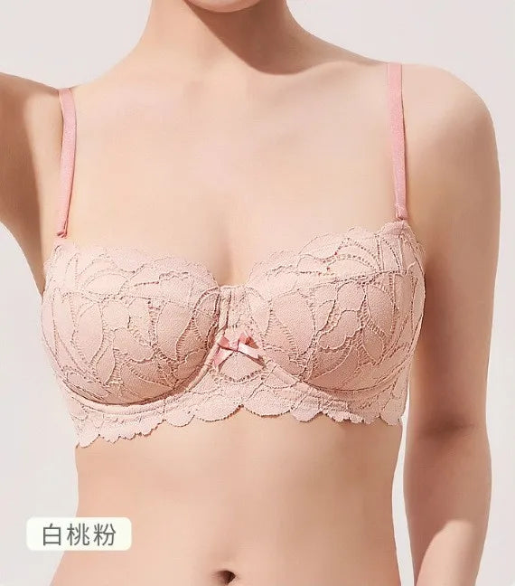 Full Bust French Lace Bralette Wireless Support for Women Plus Size Full Coverage T-Shirt Bra Anti Sagging Comfort MOYISU Sexy