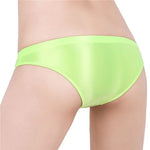 See Through Low Waist Briefs Silky Shiny Satin Panties Sexy Underwear Erotic Lingerie Women's Ultra-Thin Oily Glossy Underpants