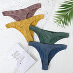 5Pcs/Set Women Brazilian Panties High Waist Thongs G-string Female Underpants Solid Color T-back Underwear Sexy Lingerie M-XL