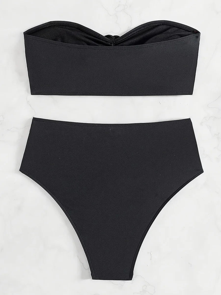 XS - XL 3D Flower Bandeau Bikinis Female Swimsuit High Waist Bikini Women Swimwear Two-pieces Bikini Set Bathing Suit Swim Lady