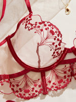 Valentine's Day Ladies Black Forest Wave Lace Sexy Underwear Set Romantic Floral Trim Bustier Nightgown for Women