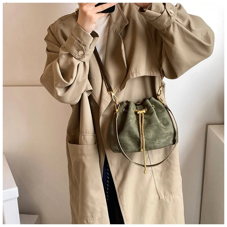 2026 Soft Commuting Crossbody Bags Faux Suede Sewing Hot Sale Bags for WomenThread Solid Color String Women's Handbags