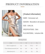 Women's Solid Silk Satin Split Slip Nightdress Elegant V Neck Backless Spaghetti Straps Sleep Dress Sleepwear Nightgowns