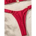 XS - L Halter Metal Ring Mini Thong Bikini Female Swimsuit Women Swimwear Bather Bathing Suit Swim Two-pieces Bikini set K8107
