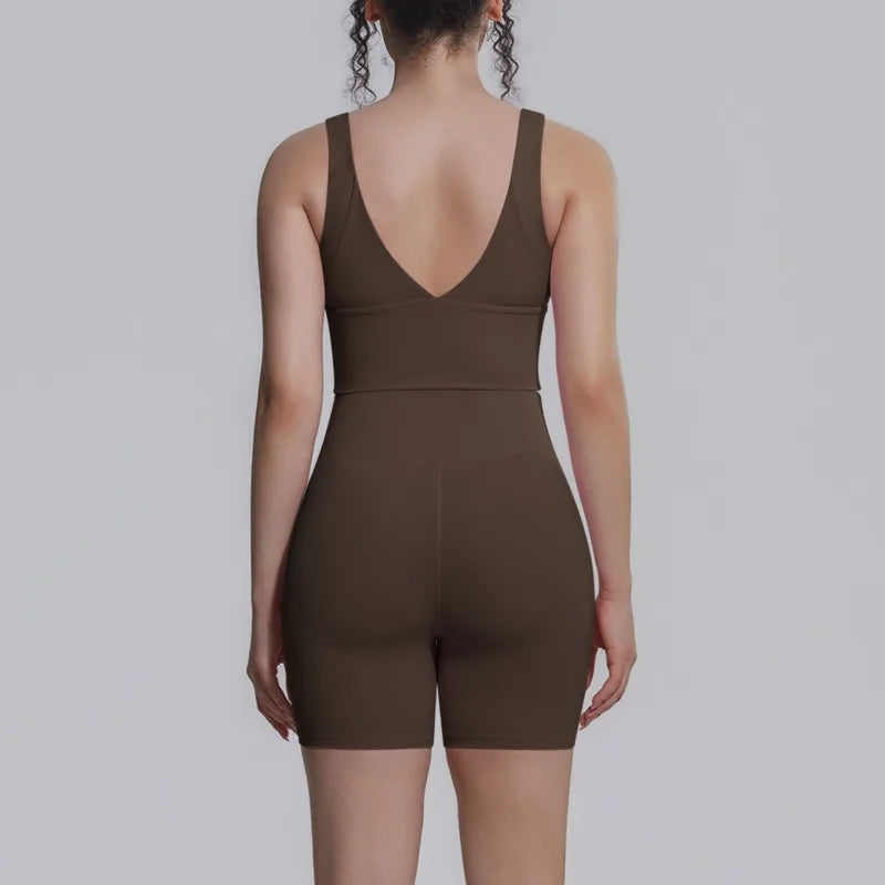 Women's Yoga Set Sports Running Fitness Beautiful Back Vest Hip Lifting Slim-Fit High Waist Shorts Training Gym Workout Suits