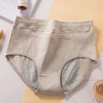 Women's High Waist Cotton Menstrual Panties Breathable Leak-Proof Culottes Safety Hygiene Briefs for Menstrual Comfort