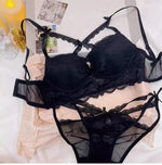 Japanese Lace Bra Set, Heart Pendant Purple Lingerie Sexy & Pure Small Chest Push Up Bralette, Fashion Outerwear Design Enhancer