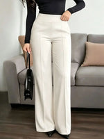 High Waisted Wide Leg Pants Solid Color Versatile Trousers For Office And Commuting Elegant And Fashionable Casual Leggings