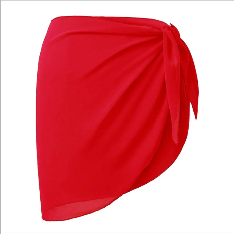Summer Beach Swimwear Cover Up Wraps for Women Sexy See-Through Chiffon Wrap Skirts Sun Protection Bikini Cover Up Bathing Suits