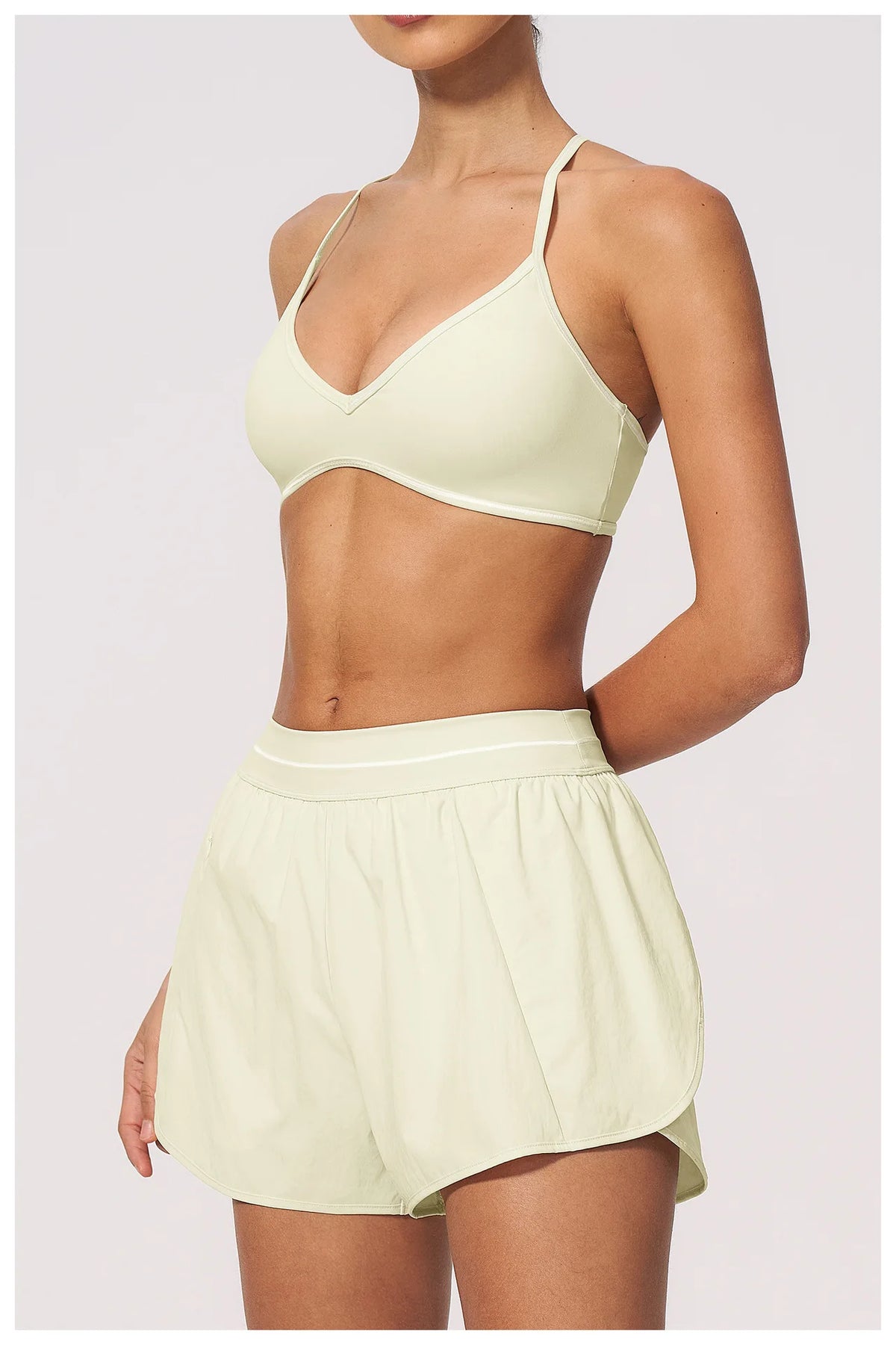 New Brushed Sports Shorts Women High Waist Fake Two Pieces of Anti Glare Shorts Leggings Casual Loose Pocket Fitness Sportwear