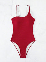 2026 Plain One Shoulder Swimsuit One Piece Solid Swimwear Women Sexy Bathers Bathing Swimming Swim Suit Female Beachwear