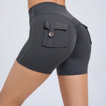 Peach Butt Fitness Shorts Women's Exercise Three-Quarter Pants Cargo Air Dry Pocket Yoga Tight Lift Summer