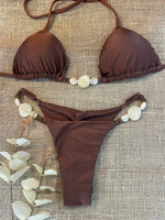 Shiny Halter High Cut Beads Bikini Women Swimwear Female Swimsuit Two-pieces Bikini Set Bather Bathing Suit Swim Lady Beach Wear