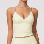 Summer Back I Shaped Sports Bra Sexy Deep V Neck Contrast Color Slimming Yoga Tank Top Outdoor Workout Fitness Gym Running Vest