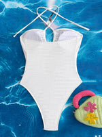 S - XL Cut Out Halter Metal Ring Women Swimwear One Piece Swimsuit Female High Cut Leg Monokini Bather Bathing Suit Swim K7062