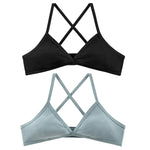 2Pcs/Set Women Ribbed Knit Triangle Bralette Wireless Bra Sexy Lingerie Soft Comfort Underwear Ladies Bra No Pads S-L