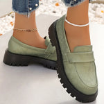 Fashion Green Stain Loafers Shoes Women 2025 Round Toe Embroidery Shoes for Woman Plus Size Platform Casual Shoes Ladies