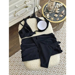 3PCS With Skirt Underwired Cut Out Bikini Women Swimwear Female Swimsuit Three-pieces Bikini Set Bather Bathing Suit Swim V7733