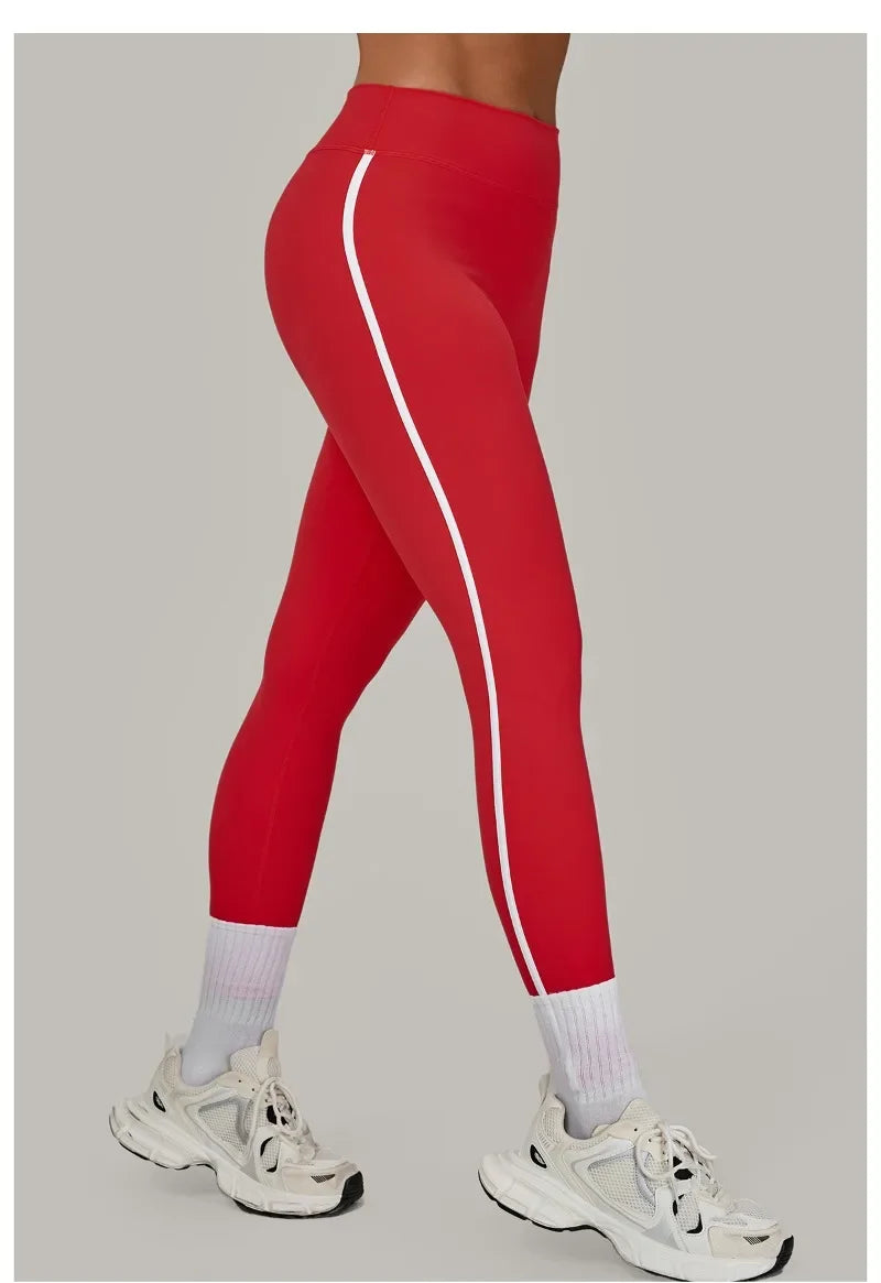 Women High Waist Yoga Pants Leggings - Seamless Color Block Fast-Dry Breathable Gym Running Fitness Tights Butt Lifting Effect