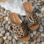 Women Animal Print Wedge Slide Sandals Leopard Zebra Open Toe Wide Fit Soft Platform Non‑Slip Outdoor Summer Slippers
