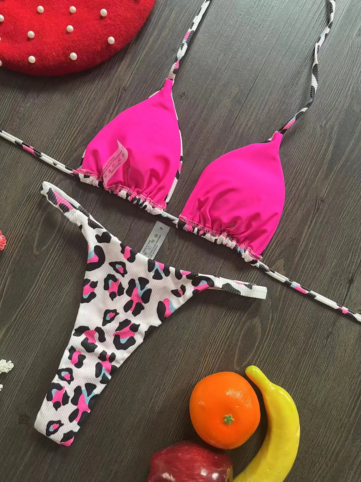 Swimwear Women CuteCherry Print Brazilian Thong Bikini Set Sexy Thong Swimsuit Two Pieces Bathing Suit Women 2023 Beach Wear