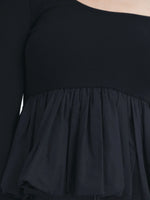 Women Long Sleeve Fall Peplum Tops Casual Solid Color Ruffled Hem Basic T-shirts Streetwear
