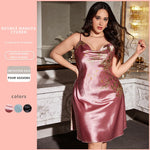 Plus Size Ice Silk Suspender Skirt Spring and Summer Sexy Printed Simple Pajamas Women's Home Wear Pajamas Nightgown Sleepwear