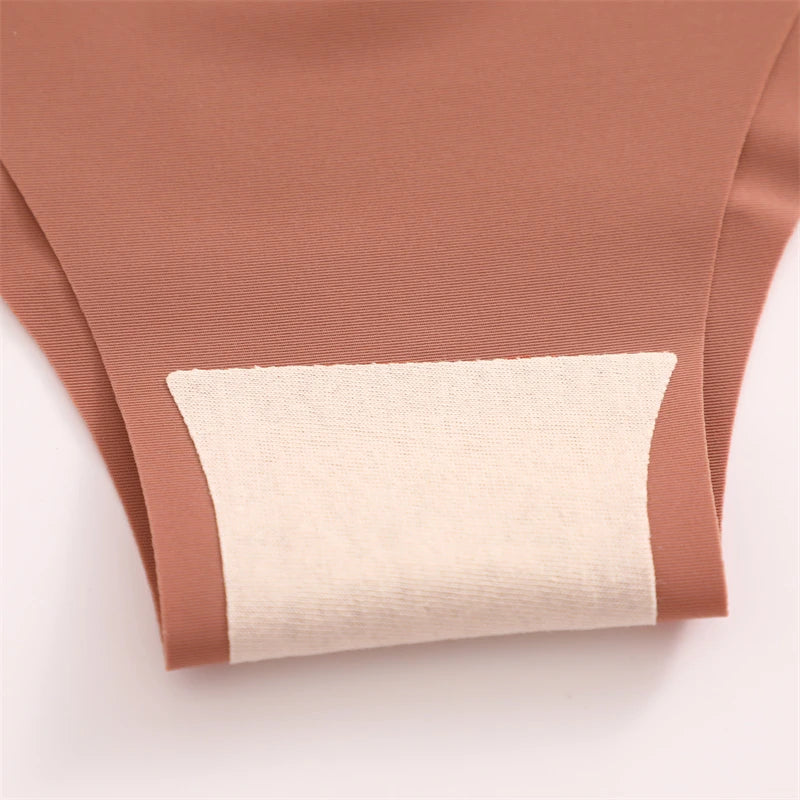 20PCS Women's Seamless Maillard Underwear Sexy V-Shaped Mid Waist Ice Silk Brief 10 Soild Color Cozy Stretch Sexy Underpant S-XL