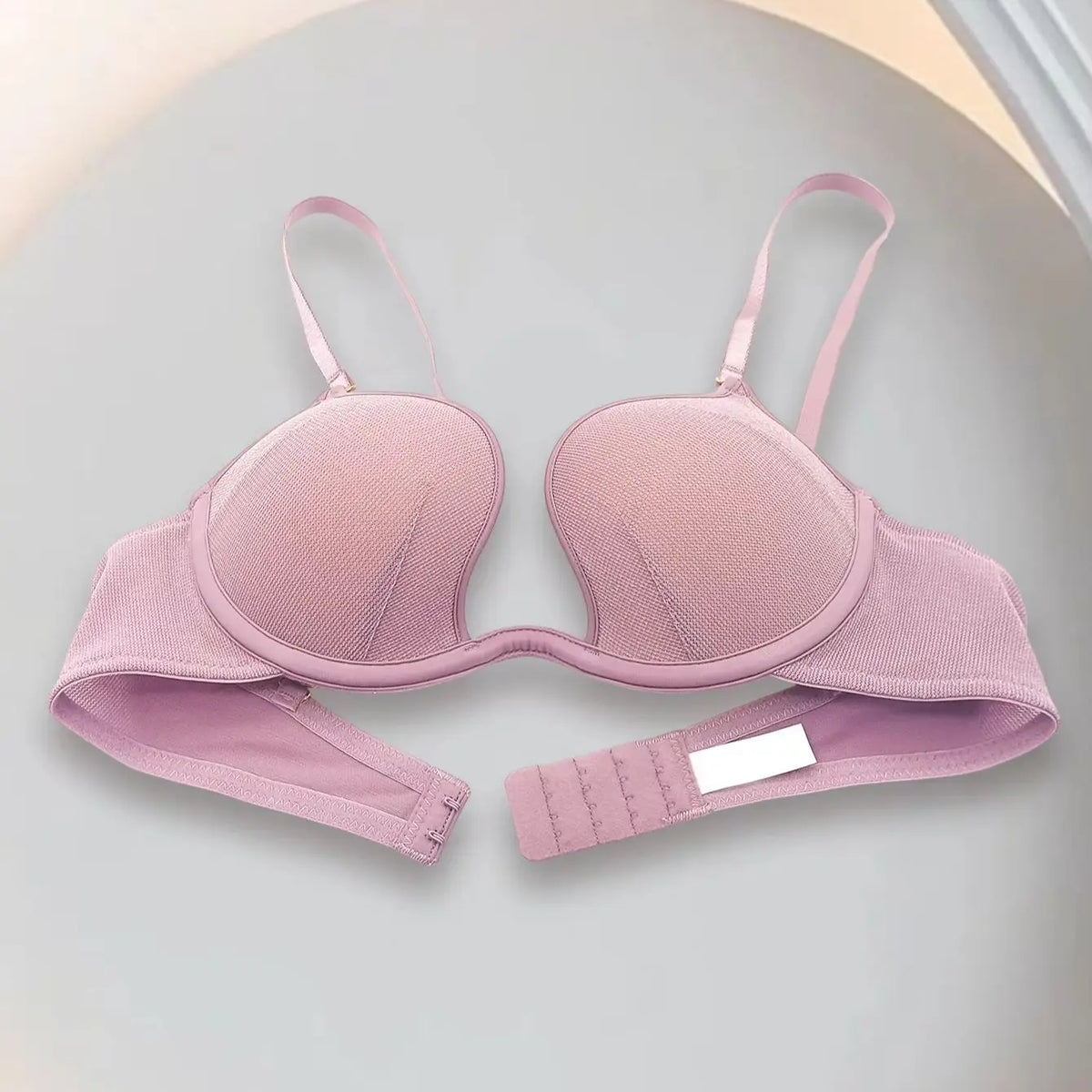 Purple deep V gather top bra women's big bust show small soft underwire bra sexy mesh bra
