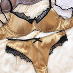 French Thin Cup Lingerie Set Sexy Lace Push Up Bra Fashion Women Silk Fabric Underwear High Quality Intimates Bras and Panties