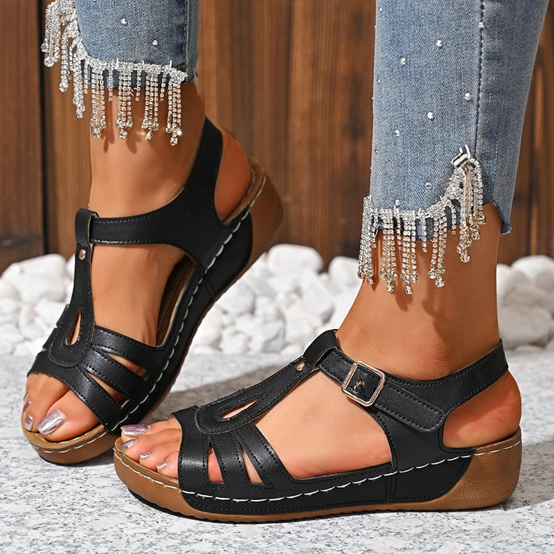 2025 Summer Women Wedge Sandals Lightweight Ankle Buckle Platform Gladiator Sandals Woman Peep Toe Non Slip Beach Sandles 36-43