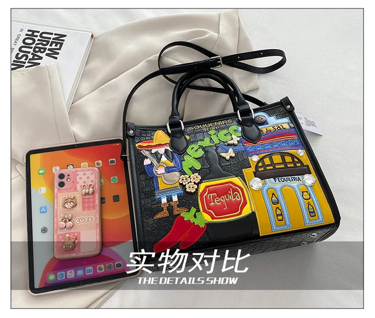 Design Patchwork Zipper 2026 Hot Sale Women's Bags Retro High Quality Women's Bags PU New Personality Stylish Shoulder Bags