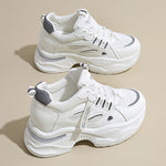 Breathable White Sneakers Shoes Women Mix Color Chunky Platform Sport Sneaker Woman 2025 Lace-Up Thick Bottom Vulcanize Shoes