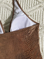 SnakeSkin Halter V Neck Backless Female Swimwear One Piece Swimsuit Women Monokini High Cut Bathing Suit Swim Bodysuit Beachwear