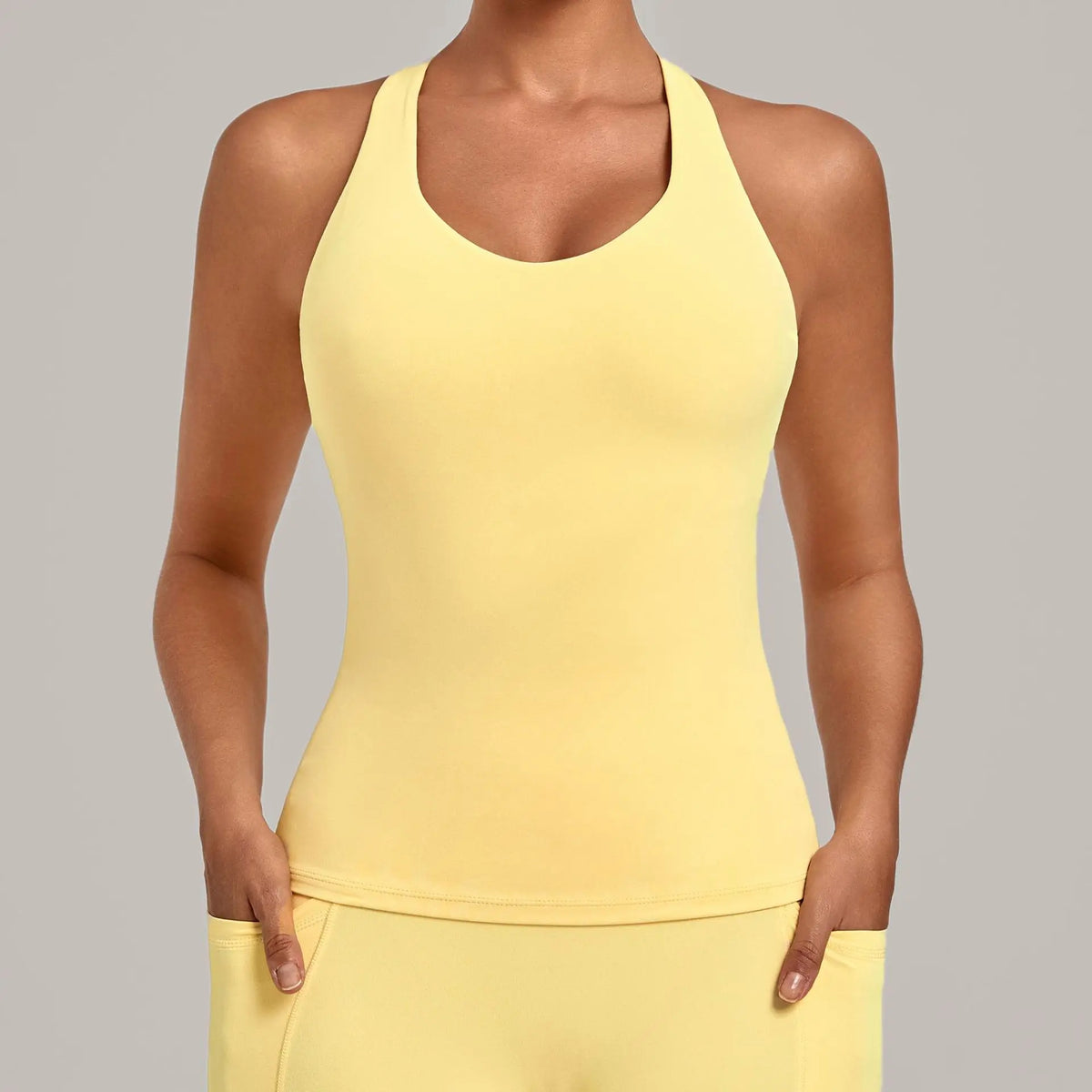 Women's Seamless Yoga Vest Sports Fitness Gym Beauty Back Top Nude Slim Fit Training Running Workout Vest