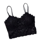 Women's Embroidery Lace Strap Vest Bralette Sexy Back Design No Wireless Push-up Detachable Breast Pads Included