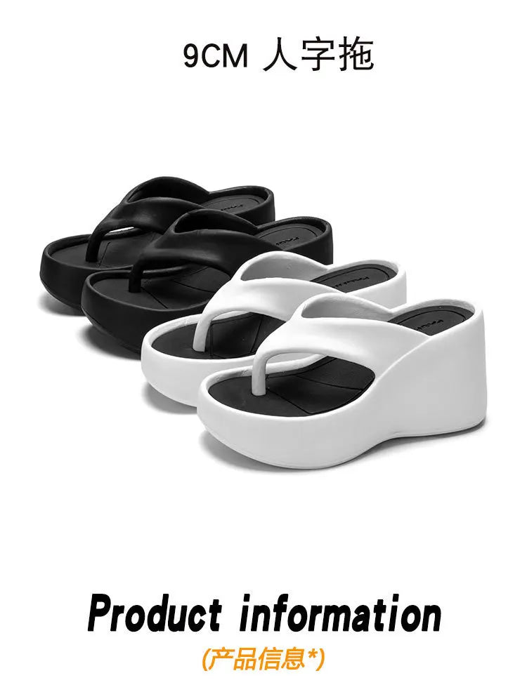 2026 New Women Fashion Slippers Soft EVA Summer Platform Shoes Girls Beach Flip Flops Thick Sole Female High Heel Street Sandals