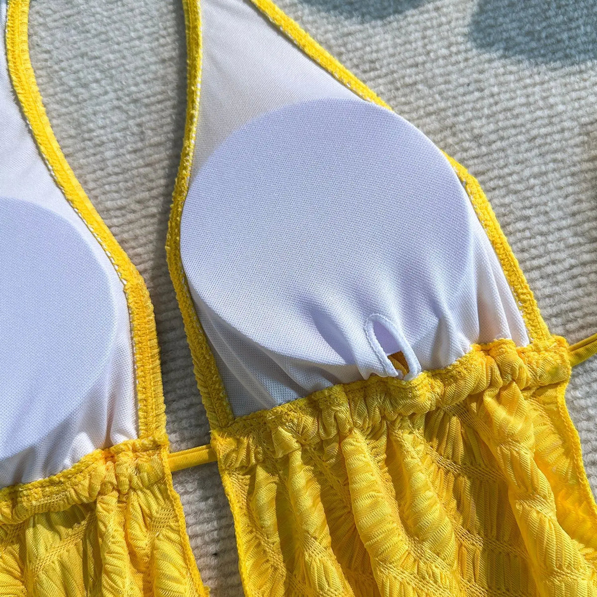 Sexy Yellow Push Up Tassel Crop Top High Waist Swimsuit Swimwear Women Beach Holiday Bathing Suit Skirt 3 Piece Bikini Set 2026