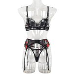 Toucheart Sexy Bra Lingerie 2-piece Set Mesh Transparent Bodysuit Heart Embroidery Lace Hollow Underwear Sexy Bras Body Femme