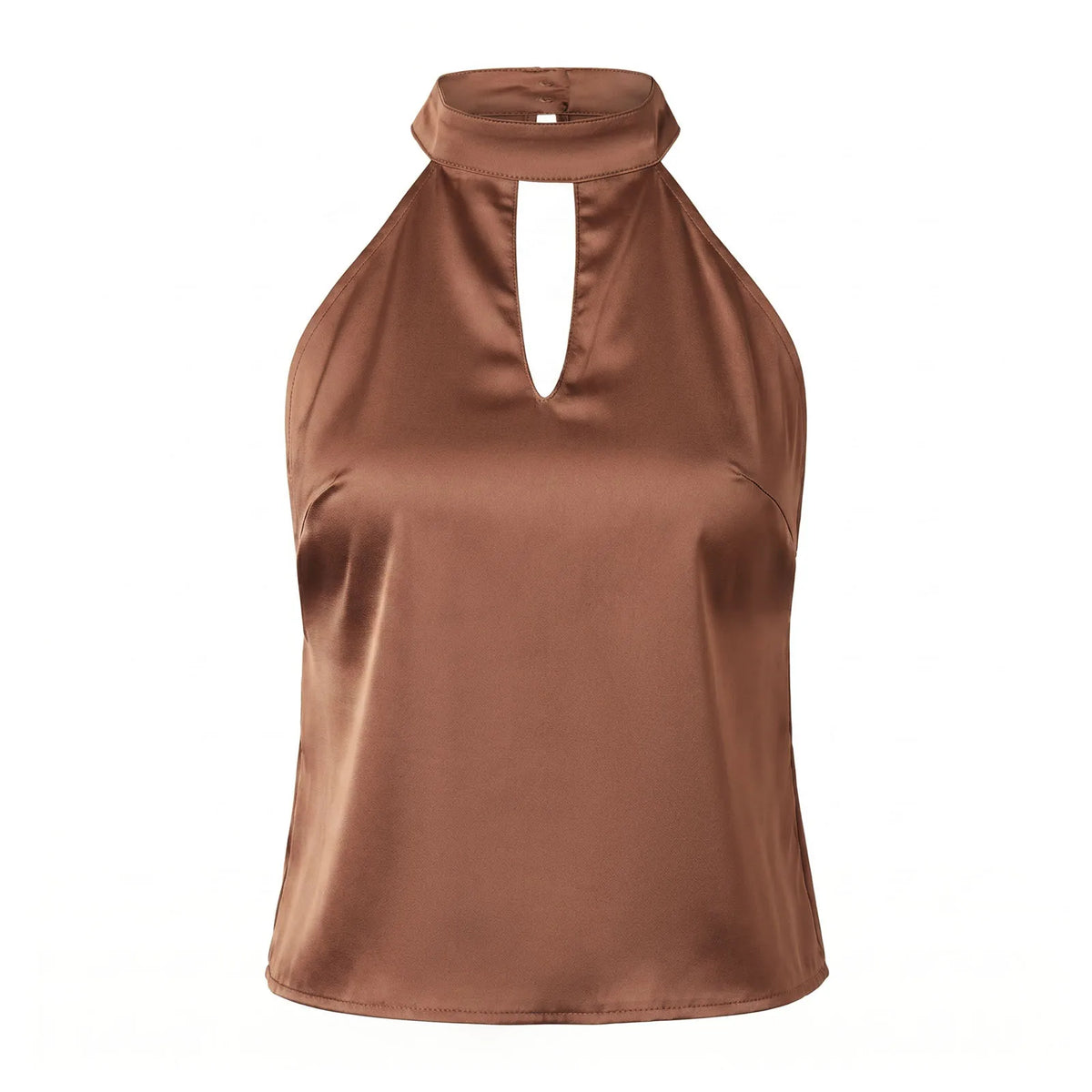 2026 Summer Women Satin Sleeveless Tops Solid Color Open Back Slim Fit Vest Party Daily Halter Cut Out Blouse Fashion