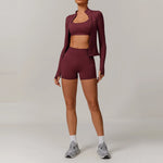 2/3PCS Yoga Set Women Workout Set Seamless Sportswear Gym Clothing Fitness Long Sleeve Crop Top High Waist Leggings Sports Suits