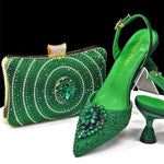 Doershow Italian purple Shoes And Bag Sets For Evening Party With Stones Italian Leather Handbags Match Bags! HX1-1