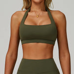 Summer Women Sports Bra Pilates Yoga Bra Hanging Neck Gym Underwear Running Fitness Shock Proof Breathable Quick-Dry Fitness Top