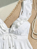 2026 Ruffle Tankini Two Pieces Solid Swimsuit Women White Swimwear Female Solid Bathers Bathing Swimming Swim Suit Beachwear