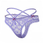 Sexy Lace Thong Double Strap Women's Panties Low Waist Transparent Flower See Through Hollow Out Low Waist G-Strings Underwear