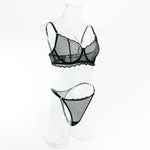 Toucheart Sexy Lingerie Suit for Women Lace Mesh Ultra-thin Underwear Comfortable Bra Set with Steel Rings Hollow Out Underwear