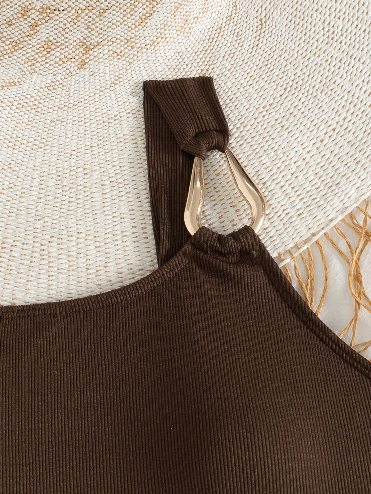 Sexy Women One Piece Swimsuit Female Swimwear 2025 Oval One Shoulder Monokini Swimming Suit Beachwear Bathing Suit Biquini Brown