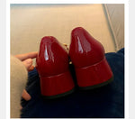 Women Pumps Fashion Square Heel Sexy High Heels Wedding Shoes Ladies Round Toe Metal Buckle Party Chunky Shoes Zapatillas Mujer