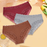 3Pcs Sexy Cotton Lace Panty Women Low Waist Panties Underwear S-XL Solid Color Ladies Briefs Lingere Underware Comfortable Women
